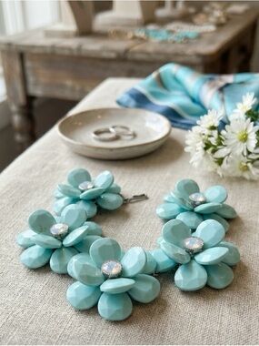 Aqua Floral Statement Bracelet